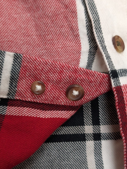 CHAPS Flanelle Rouge Noir M Logo Cuir NEUF VINTAGE 100% Coton | 316S