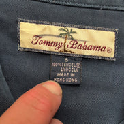 Chemise Hawaïenne Tommy Bahama S Tencel Lyocell Bleu Marine Manches Longues