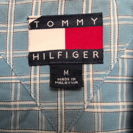 Chemise Tommy Hilfiger Bleu Ciel à Carreaux Manches Longues 1 Poche - Taille M