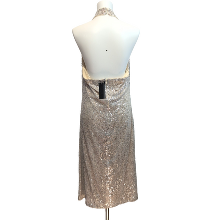 Robe Soirée Finding Friday T44 Argent Pailletée Dos Nu Neuve Étiquette