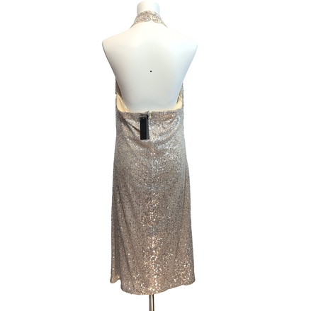 Robe Soirée Finding Friday T44 Argent Pailletée Dos Nu Neuve Étiquette