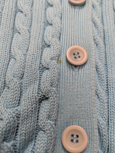Gilet L.L. Bean Torsadé Bleu Ciel à Manches Courtes en Coton - Taille S