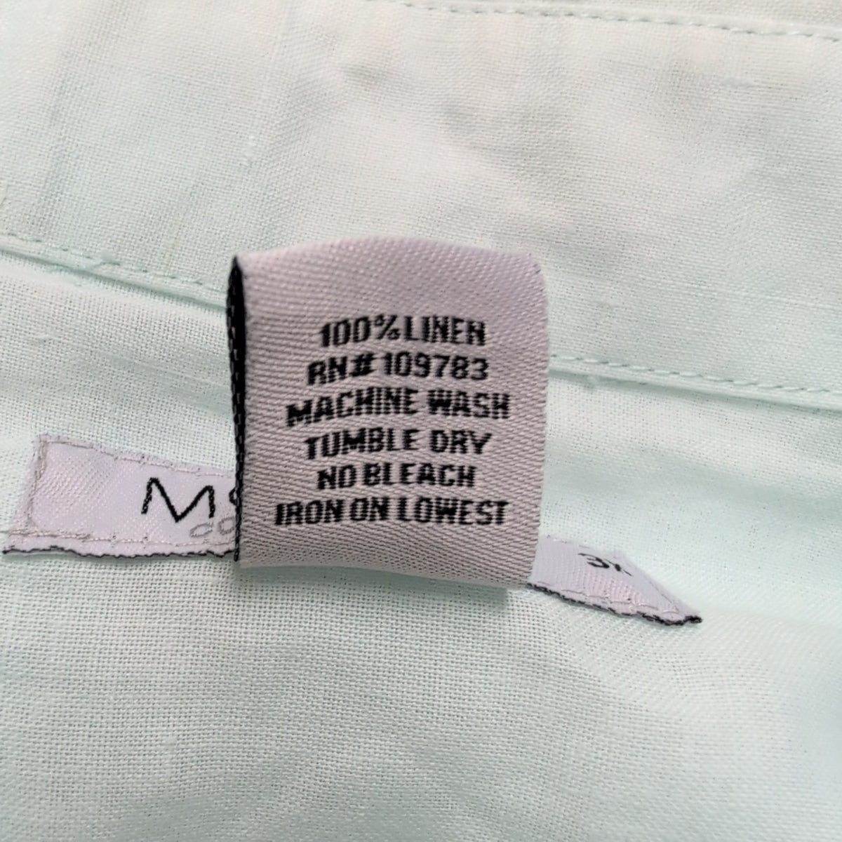 Chemise Mojito Cuba Panama Lin Vert Pâle 4 Poches Taille 3XL manches courtes