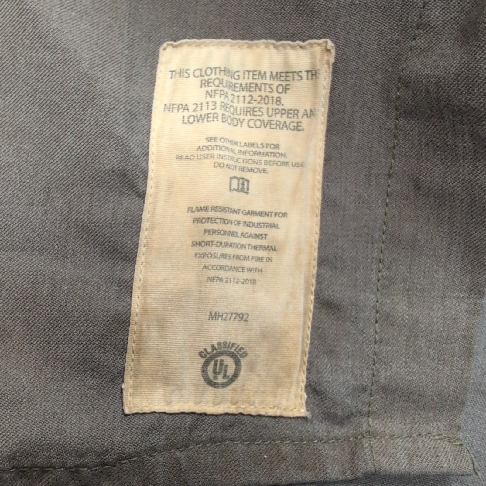 Chemise Carhartt 2XL FR NFPA 2112 Kaki Aramid Workwear CAT manches longues