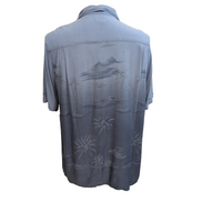 Chemise Hawaïenne Croft & Barrow 100% Rayonne Palmiers Bleu XL manches courtes