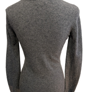 Pull Kappa Col V 100% Laine Gris Uni Vintage Femme Taille S
