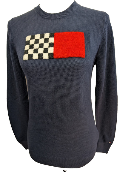 Pull Col Rond Tommy Hilfiger Bleu Marine Logo Géant Femme - Taille XS