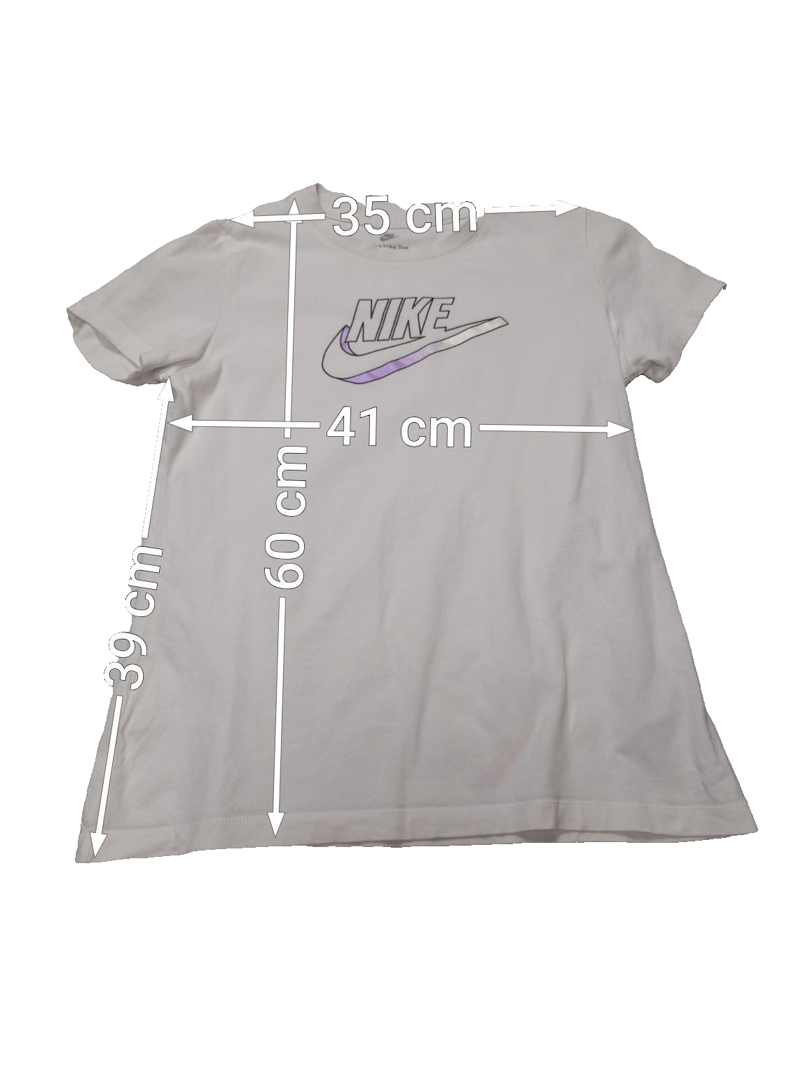 T-Shirt Nike Femme Blanc - Grand Logo Argenté & Violet - Taille S - État Neuf