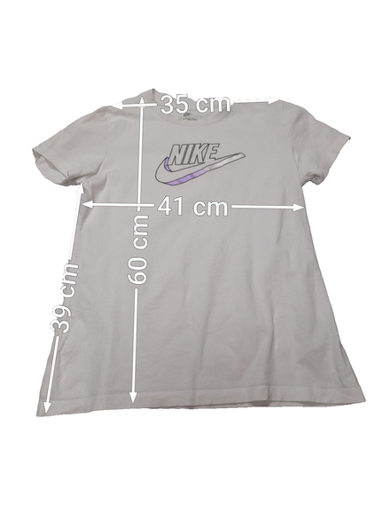 T-Shirt Nike Femme Blanc - Grand Logo Argenté & Violet - Taille S - État Neuf