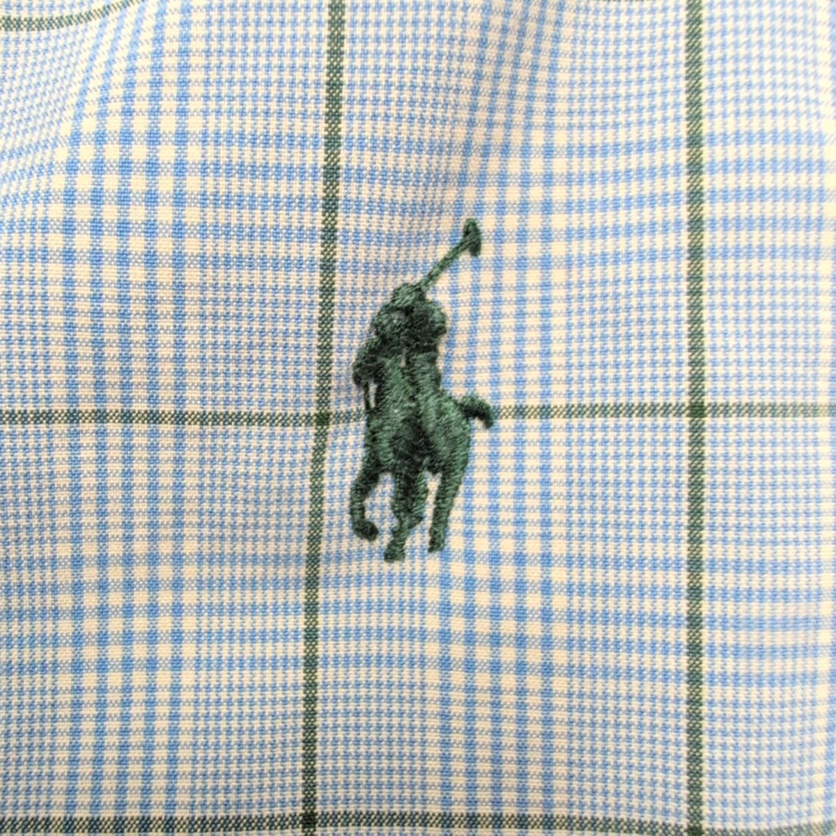 Chemise Ralph Lauren L Bleue Verte Carreaux Logo Vert Manches Longues