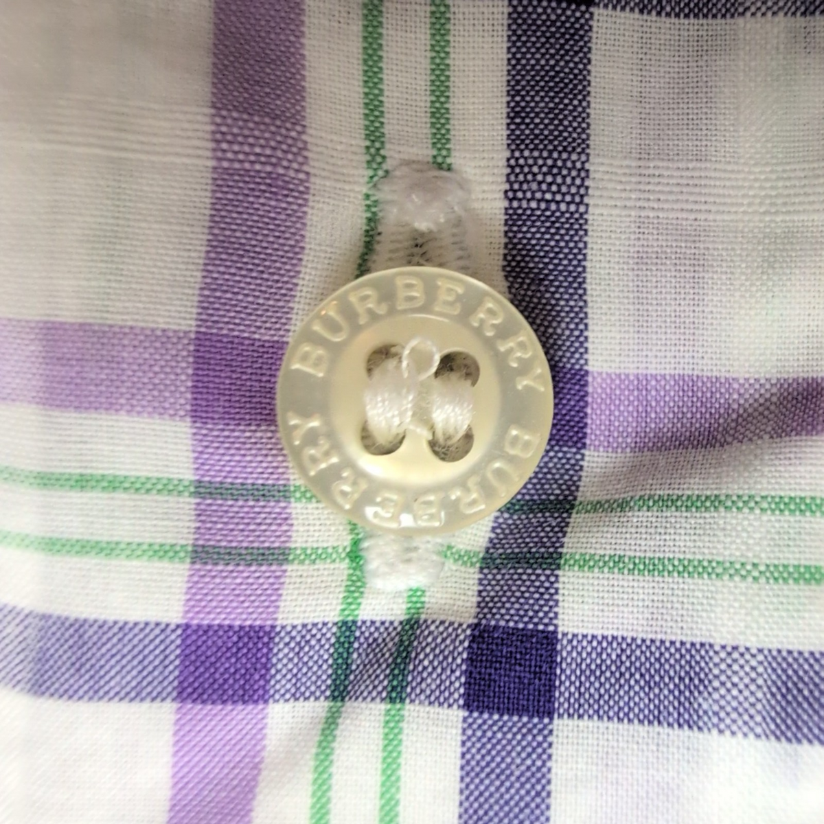 Chemise BURBERRY Violet Carreaux Taille L 100% Coton Logo Brodé manches courtes