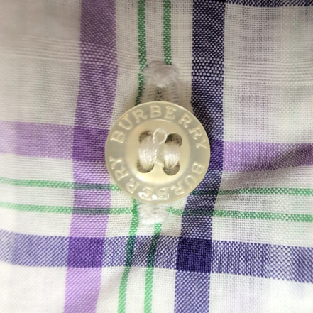 Chemise BURBERRY Violet Carreaux Taille L 100% Coton Logo Brodé manches courtes