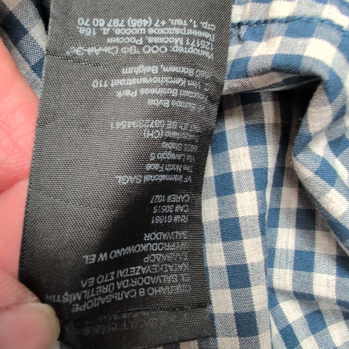 The North Face chemise bleu carreaux une poche taille M coton