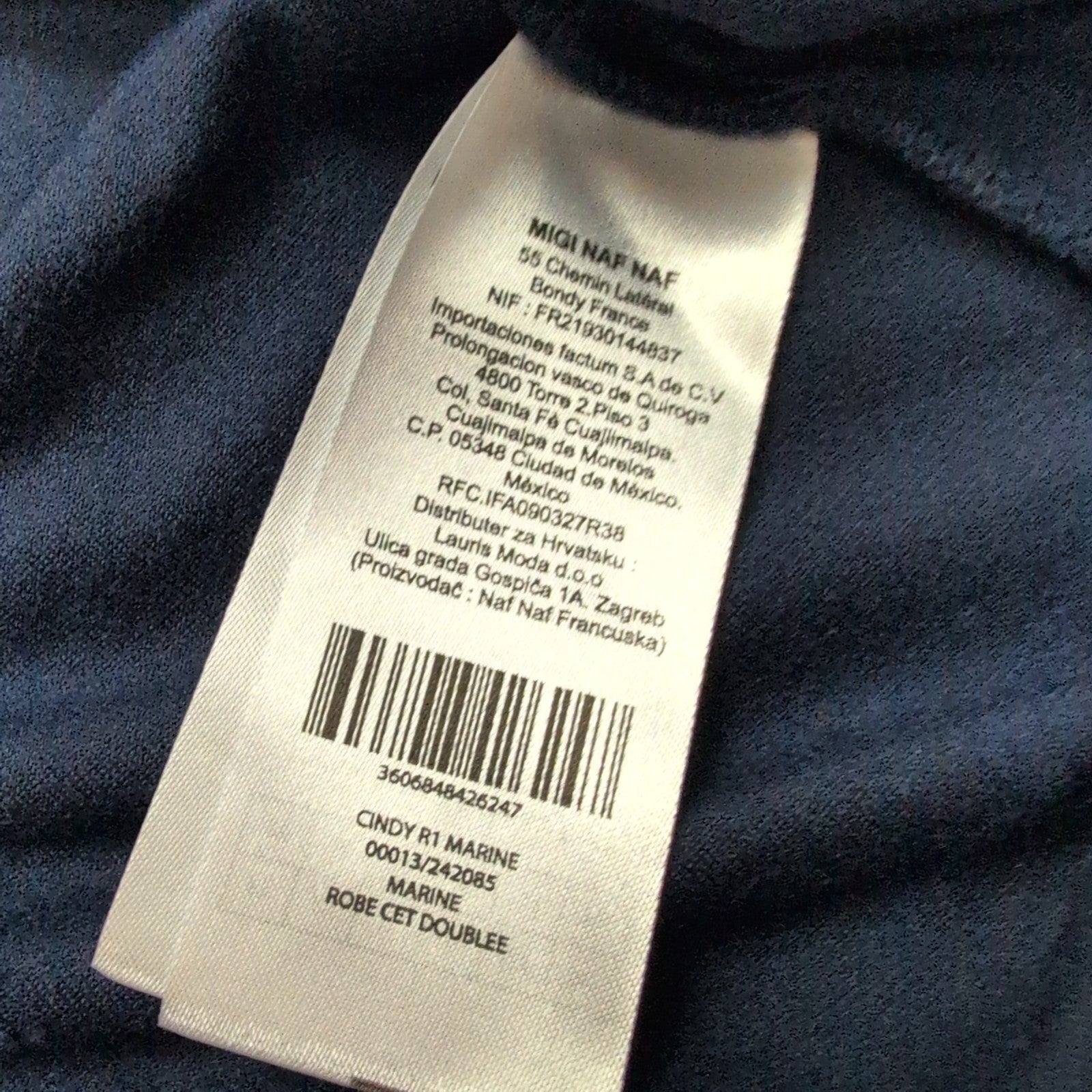 Robe Naf Naf T36 Bleu Marine Velours Stretch Neuve Avec Étiquette