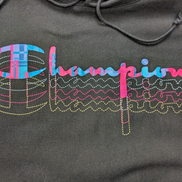 Sweat à Capuche Champion Multi-logo Fluo Bleu & Rose - Coton Épais - Taille L