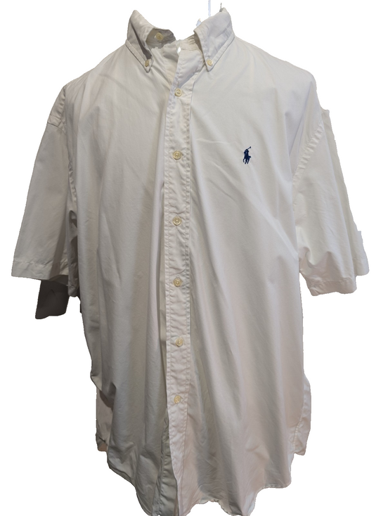 Ralph Lauren Chemise Blake XL Blanche Logo Bleu Marine