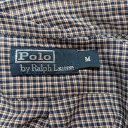CHEMISE Polo Ralph Lauren Homme M Carreaux Bleu Marine Marron Logo Rouge