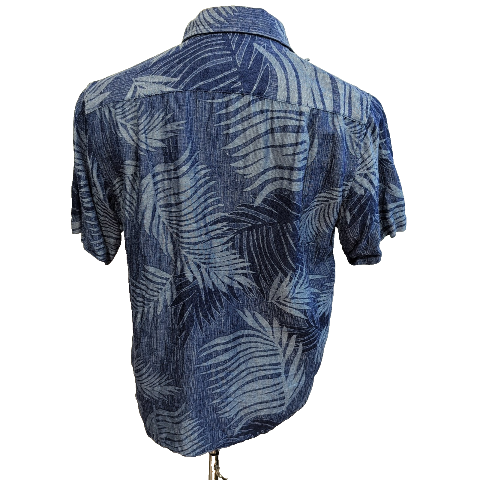 Chemise Hawaïenne Tasso Elba Soie Lin Bleu Motif Feuillage S