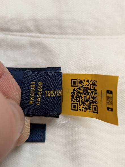 Chemise Polo Ralph Lauren Performance Blanche Manches Longues T. 4X Big 4XL 5XL