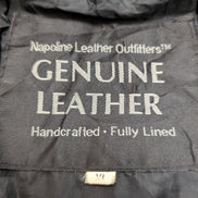 Vintage Leather Bomber Jacket Patchwork Black XL Napoline Coat Veste |48c