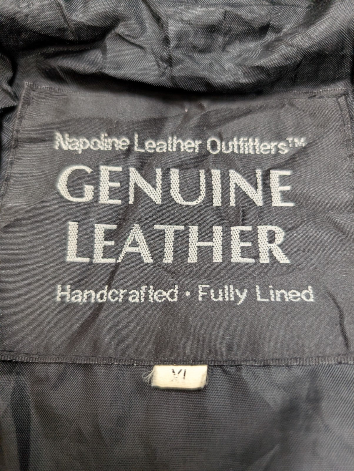 Vintage Leather Bomber Jacket Patchwork Black XL Napoline Coat Veste |48c