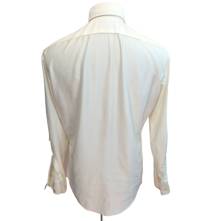 Chemise Manhattan Qiana Vintage Taille M/L Blanc Cassé Grand Col Pointe