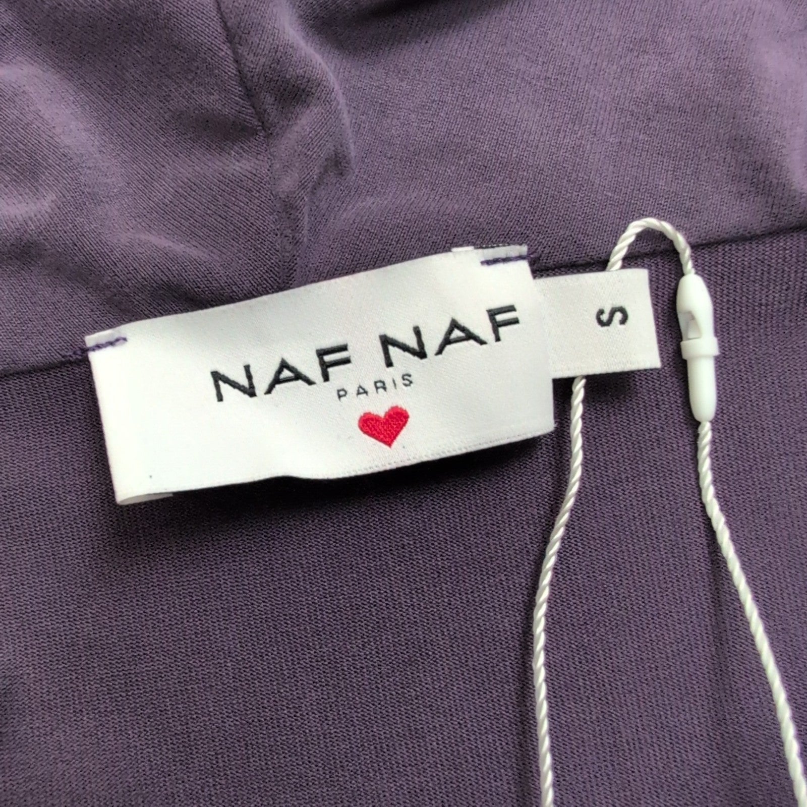 Haut Naf Naf Femme Taille S Violet Cache-Cœur 70% Modal Manches Longues Neuf