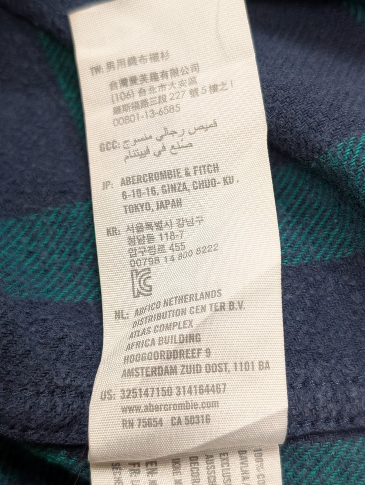 🌊 Chemise HOLLISTER Flanelle Carreaux Vert Bleu M Coton |306S
