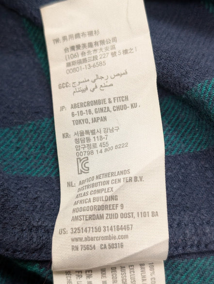 🌊 Chemise HOLLISTER Flanelle Carreaux Vert Bleu M Coton |306S