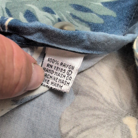 Chemise Hawaïenne Pierre Cardin XL Rayonne Made in Korea Bleu Tropical