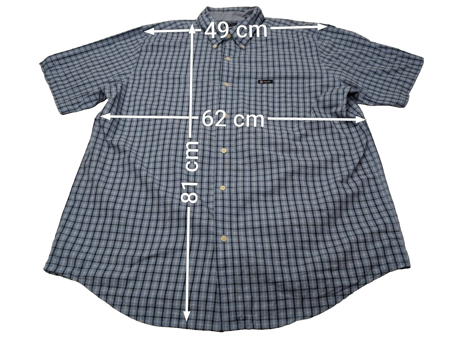 Chemise CHAPS manches courtes bleu à carreaux taille XL #233msch