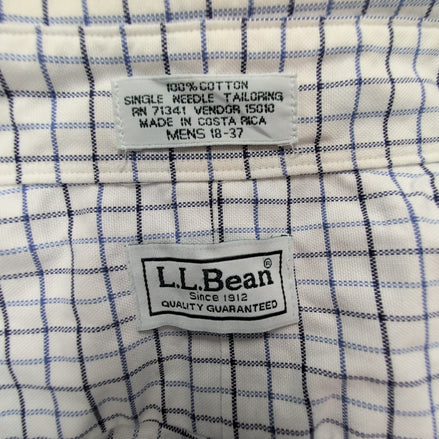 Chemise L.L. Bean blanche à carreaux bleus et noir taille XXL #121e