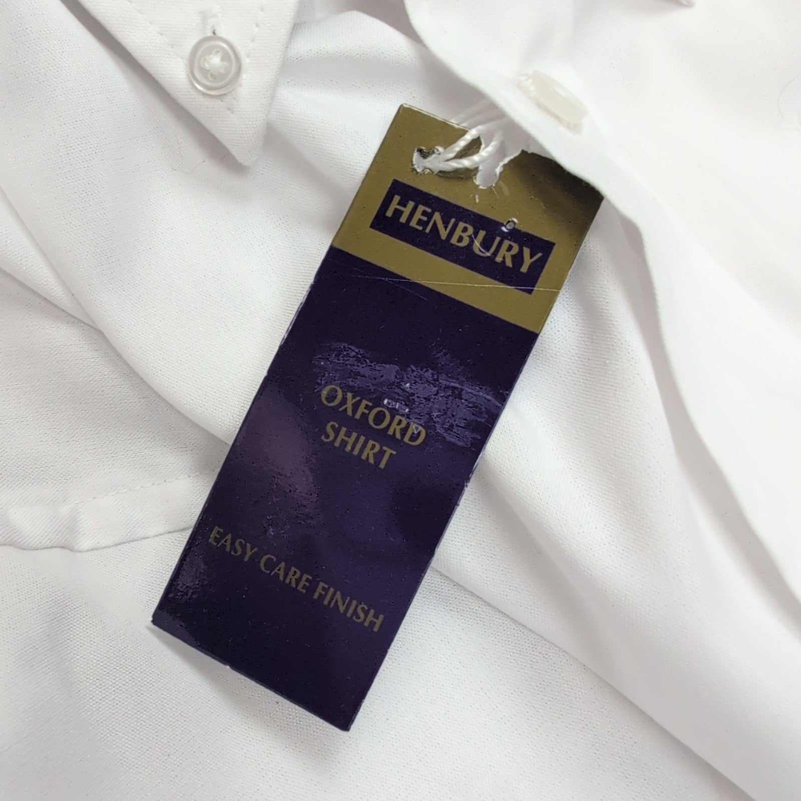 Chemise Henbury L/XL Blanche Neuve Étiquette Poche Coton Polyester