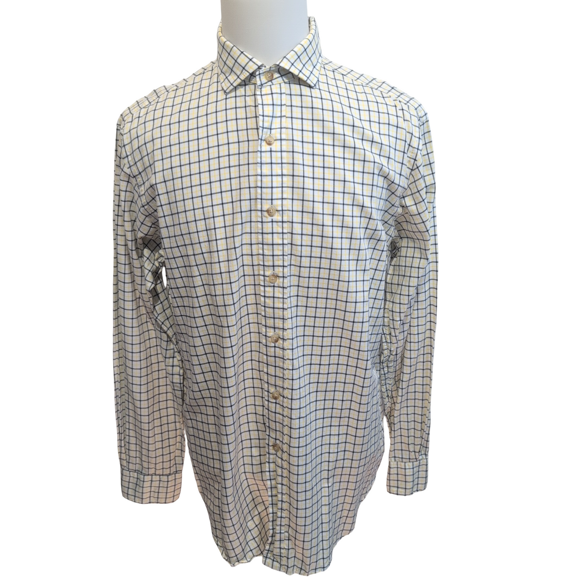 Titre : Chemise Polo Ralph Lauren L Carreaux Blanc Jaune Noir 100% Coton