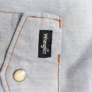 Chemise Wrangler cowboy western bleu uni manches courtes taille XXL 2 poches