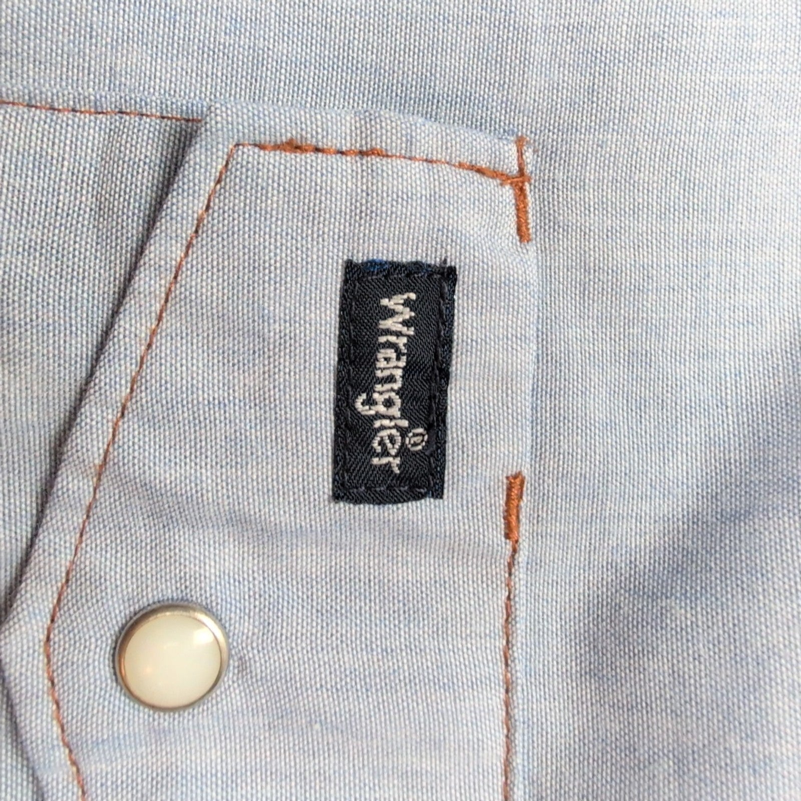 Chemise Wrangler cowboy western bleu uni manches courtes taille XXL 2 poches