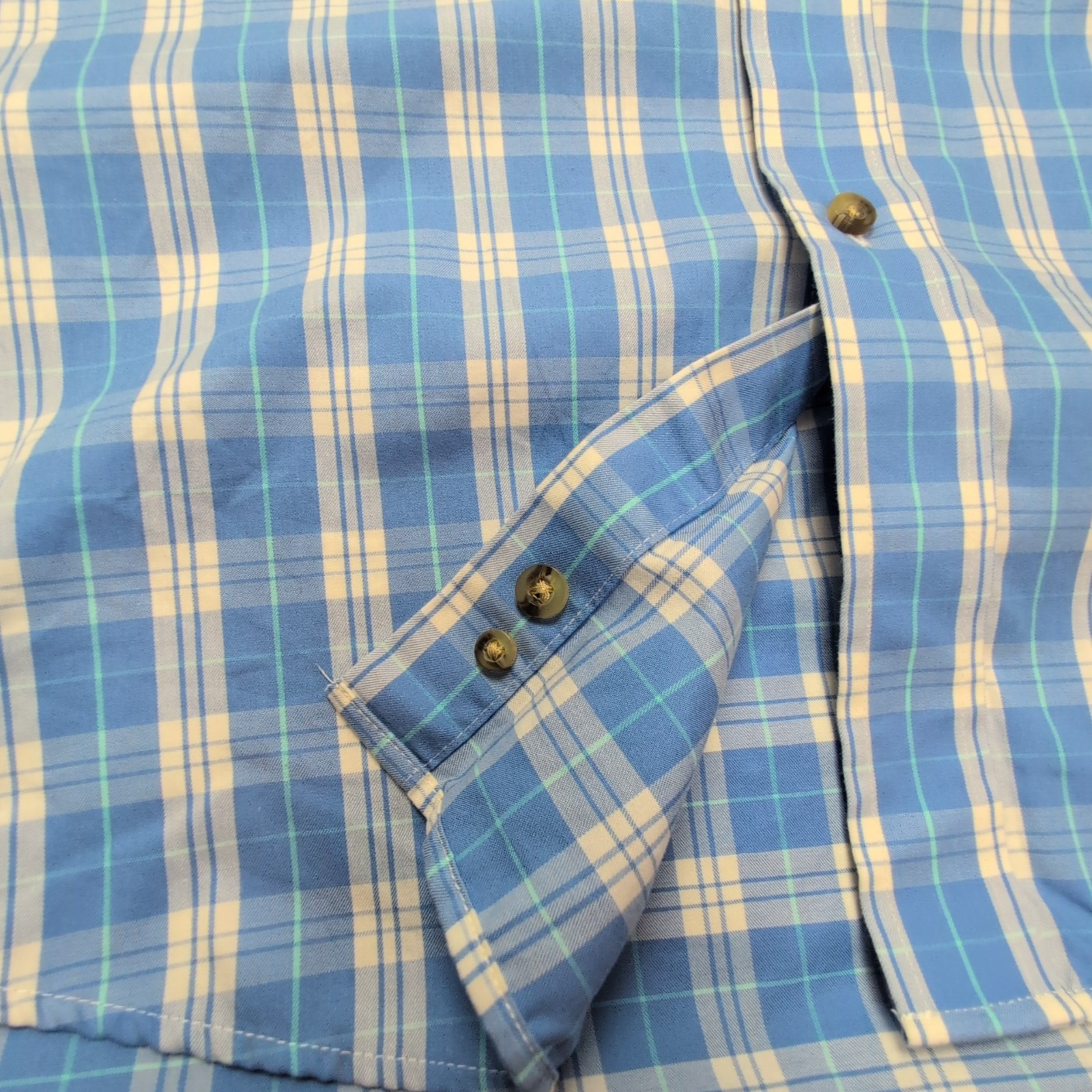 Chemise L.L. Bean bleue à carreaux manches courtes taille L #108e