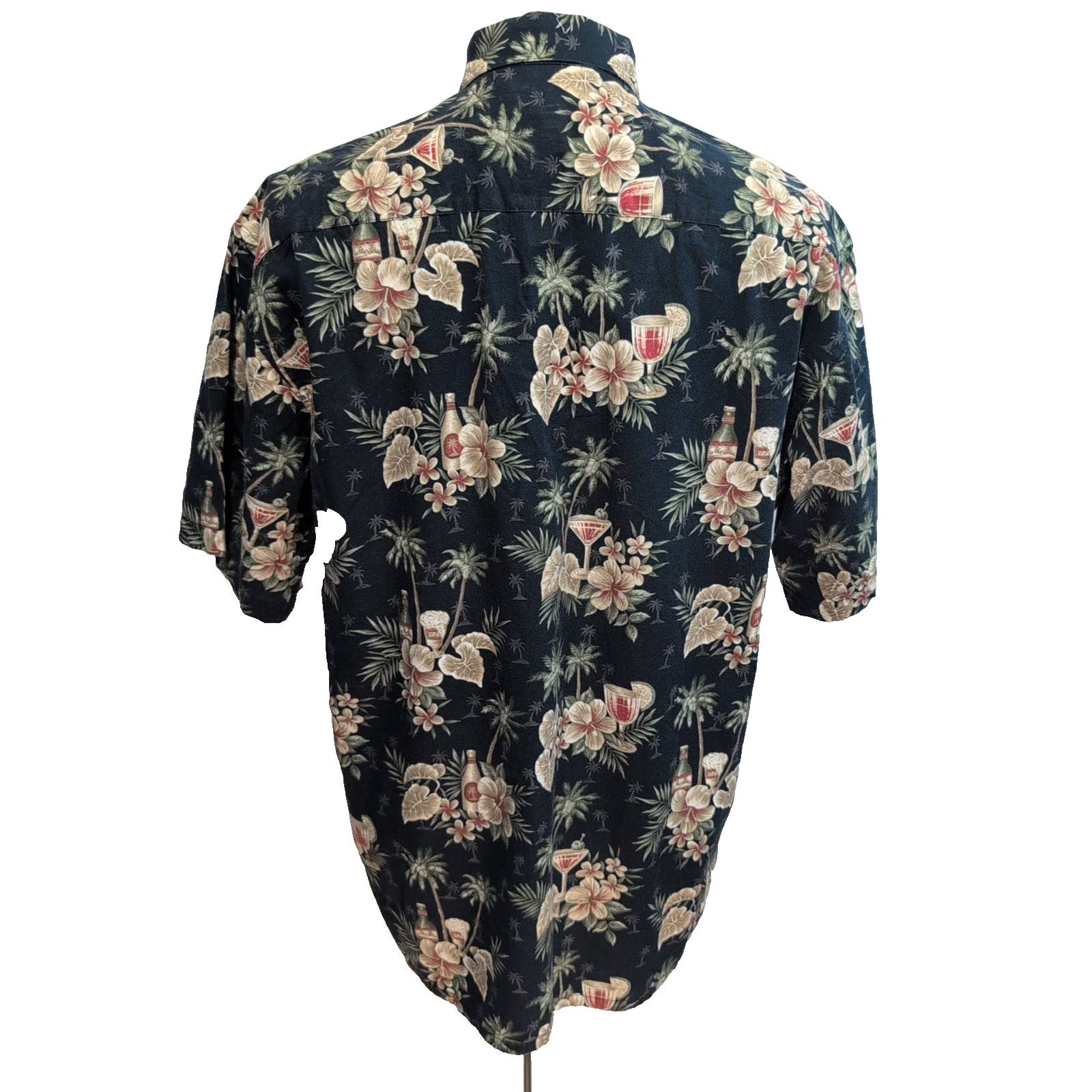 Chemise hawaïenne Pierre Cardin taille L bleu nuit cocktail 100% coton