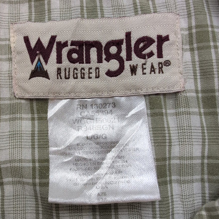 Chemise Wrangler Manches Courtes Vert à Carreaux à Poches Taille L
