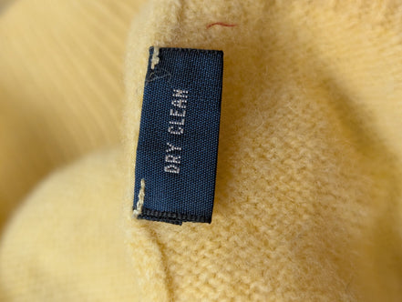 Pull Polo Ralph Lauren Jaune Logo Bleu Marine - 100% Laine d'Agneau S/M (ajusté)