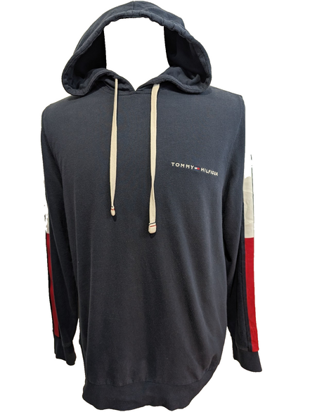 Sweat Fin à Capuche Tommy Hilfiger Bleu Marine - Logo Brodé - Taille M