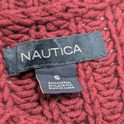 Pull Nautica Bordeaux Grosse Maille Torsadée Col Rond Femme S ✨