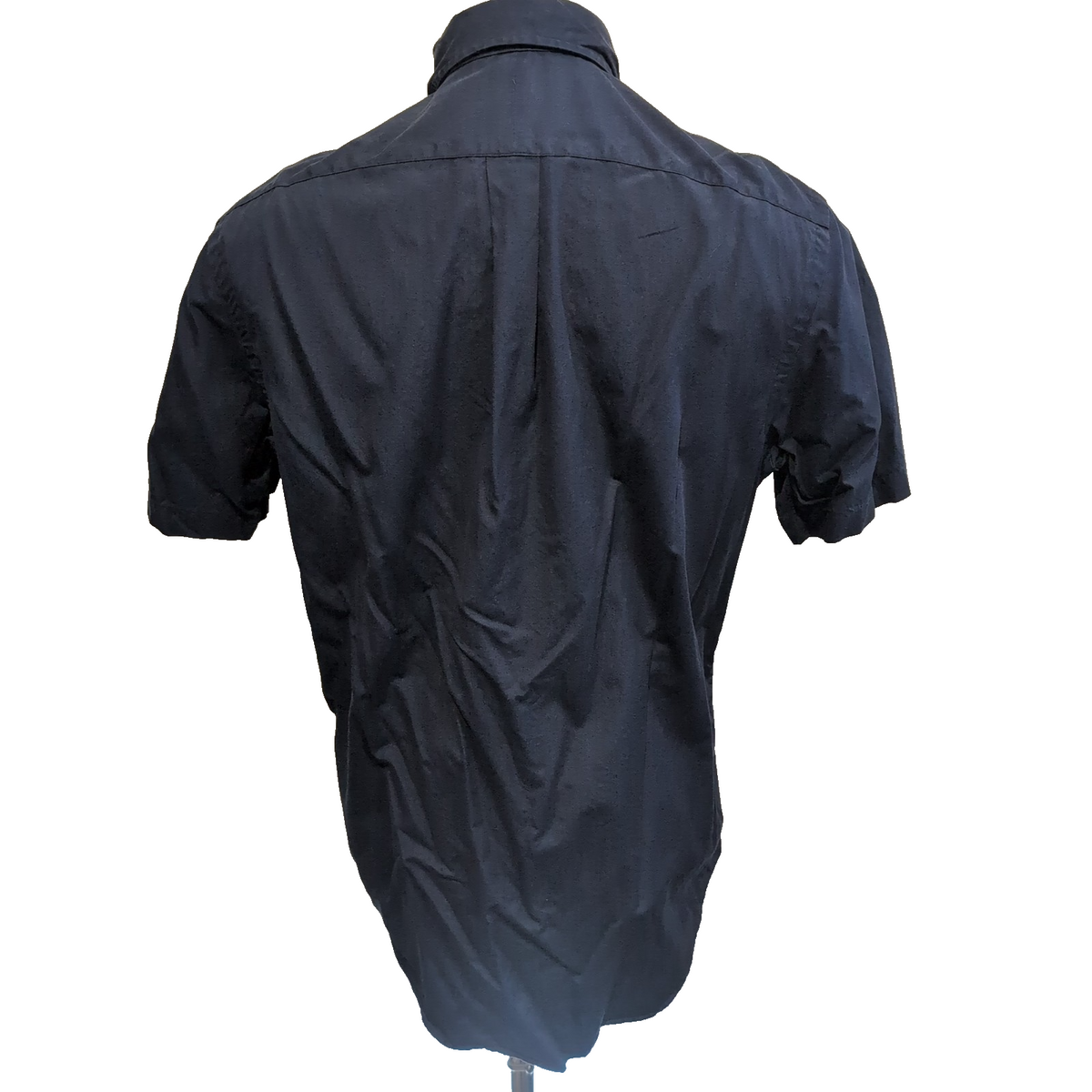 Chemise Ralph Lauren M Bleu Marine Unie Coton Manches Courtes Logo Rouge