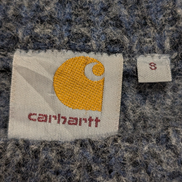 Pull Carhartt Col Rond Laine Épaisse Bleu Gris Vintage Femme Taille S