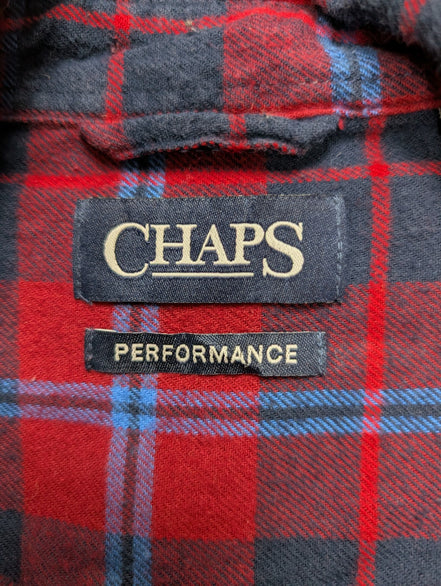 CHAPS Flanelle Rouge Bleu Marine S Logo Brodé EE VINTAGE 100% Coton | 321S