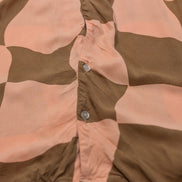 Chemise Hawaïenne NO BOUNDARIES Rose & Marron Carreaux Ondulés - Taille S
