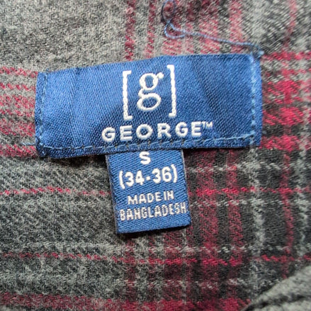 Chemise George S Flanelle Carreaux Rouge Gris 2 Poches manches longues