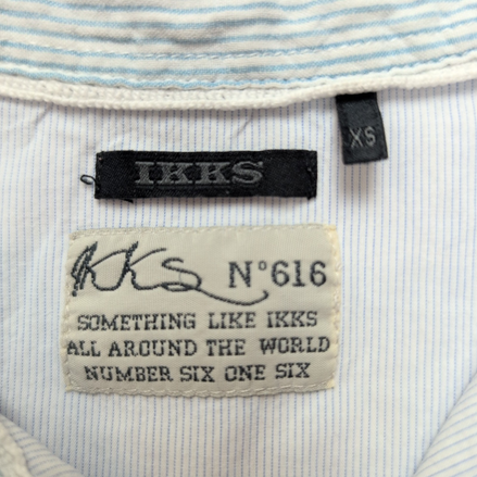 Chemise IKKS femme XS bleu à rayures cintrée 100% coton 2 poches