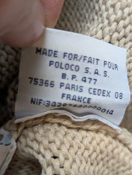 Pull POLO Ralph Lauren Rare - Col rond - 56% Lin / 44% Coton - Beige - Taille L