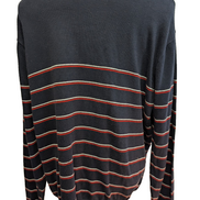 Pull Lacoste XXL Taille 7 bleu marine rayures rouge blanc col V 100% coton